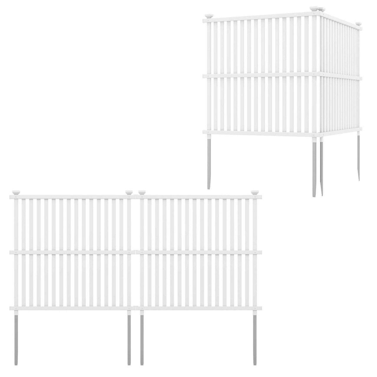 Costway 2/4 Air Conditioner Fence Panels with Metal Ground Stakes No Dig Trash Can Enclosure